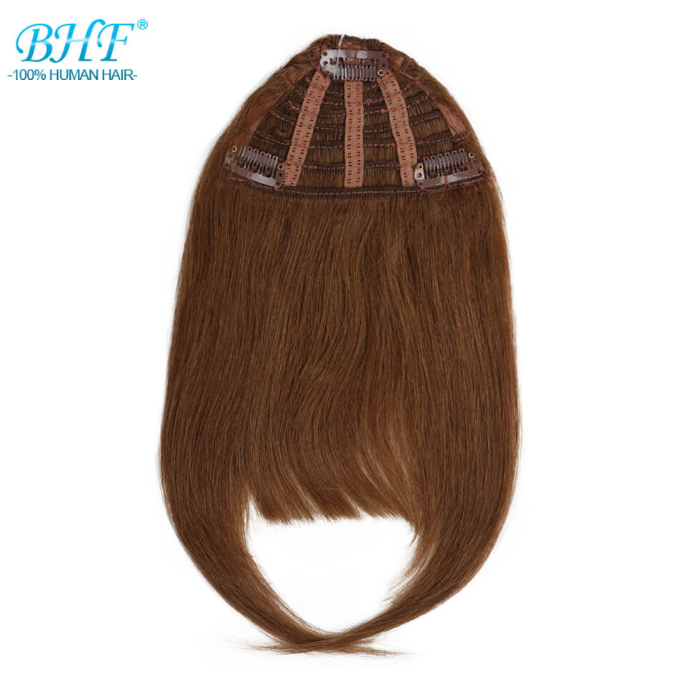 BHF Human Hair Bangs 8inch 20g Front 3 clips in Straight Remy Natural Human Hair Fringe All Colors