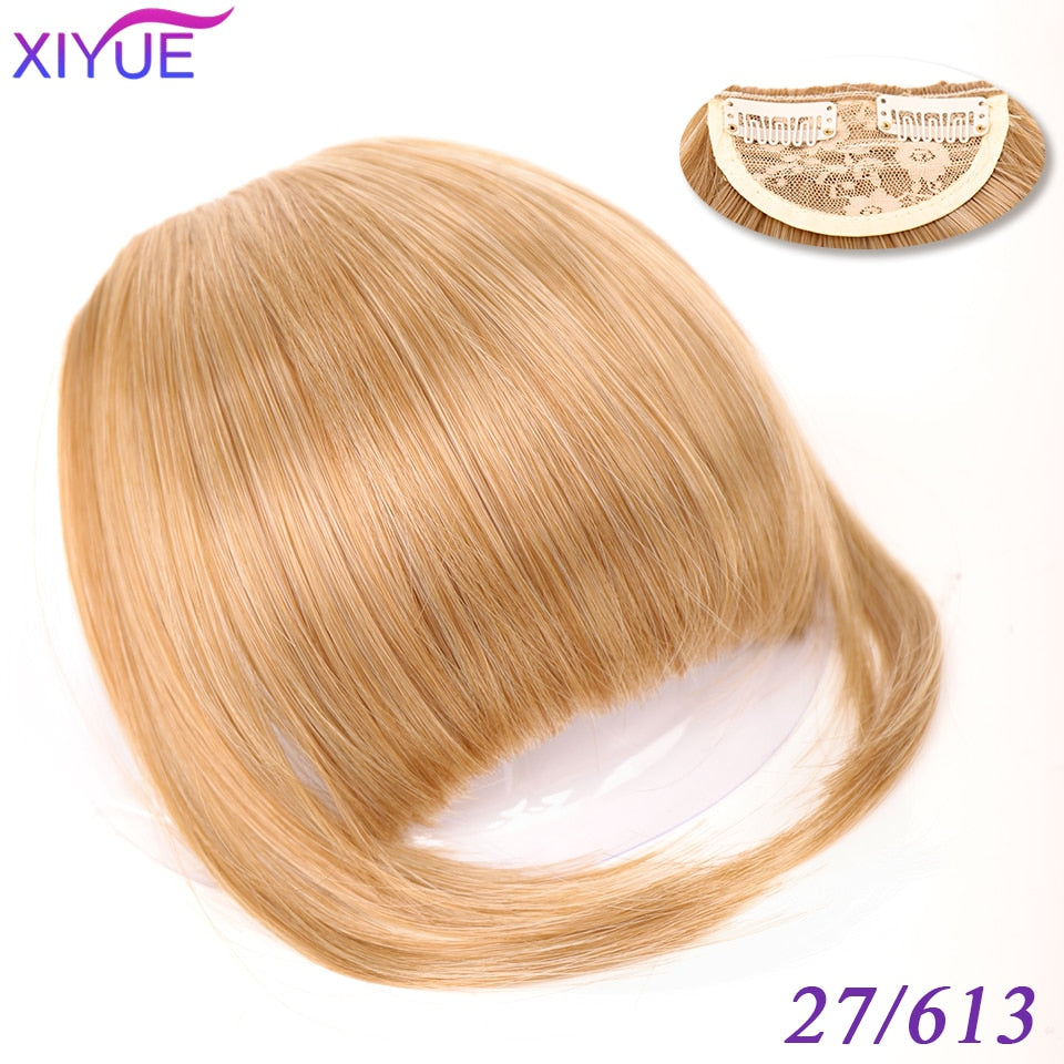 Black/Light Brown Clip In Hair Bangs Hairpiece Accessories Synthetic Fake Bangs Clip In Hair Extensions Clip In Hair Pieces