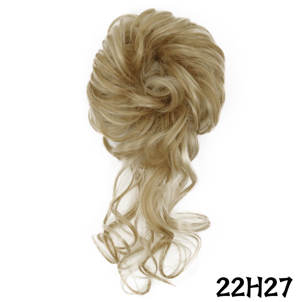 XINRAN Synthetic Curly Donut Chignon With Elastic Band Scrunchies Messy Hair Bun Updo Hairpieces Extensions for Women