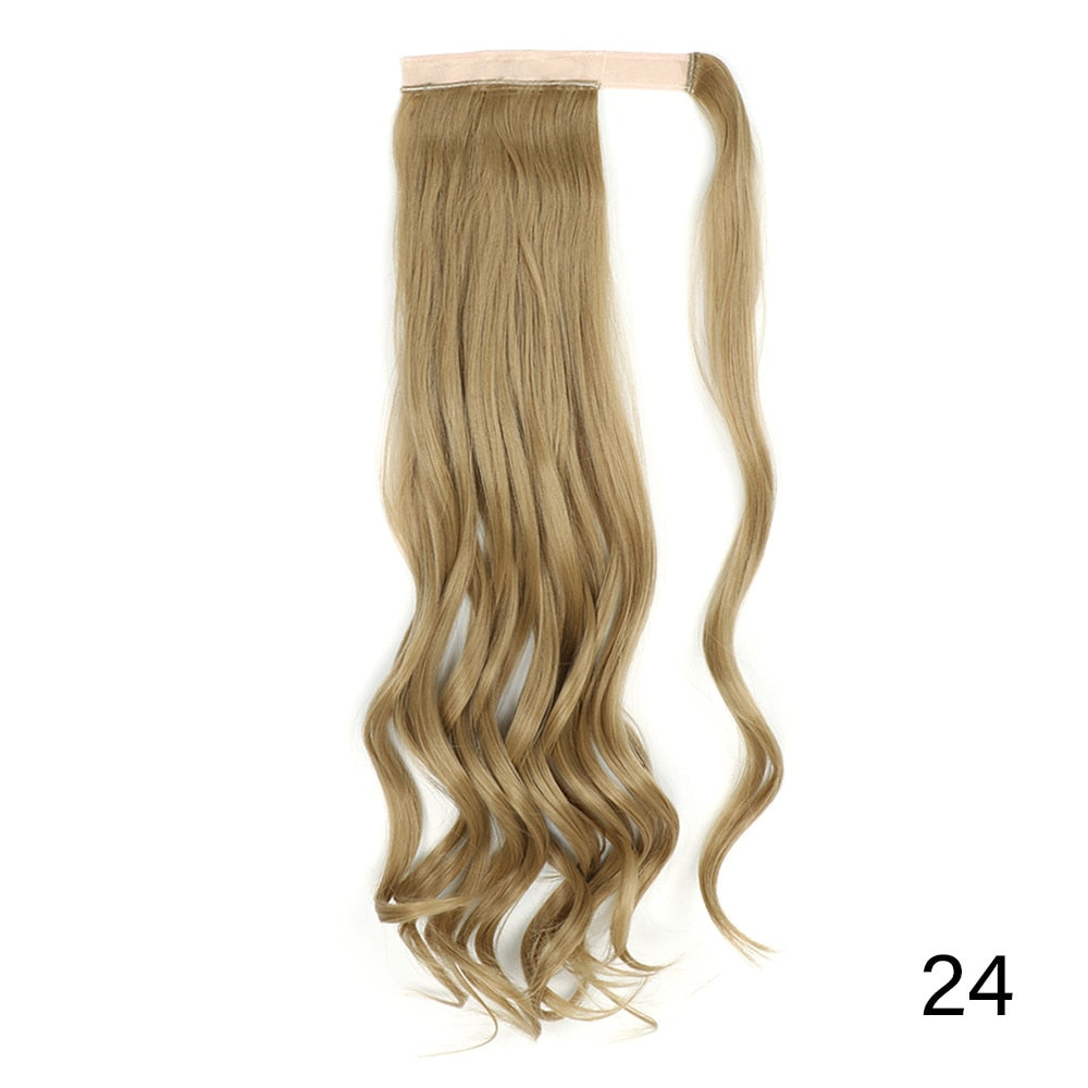 AZIR Long Straight Ponytail Hair Synthetic Extensions Heat Resistant Hair 22Inch Wrap Around Pony Hairpiece for Women