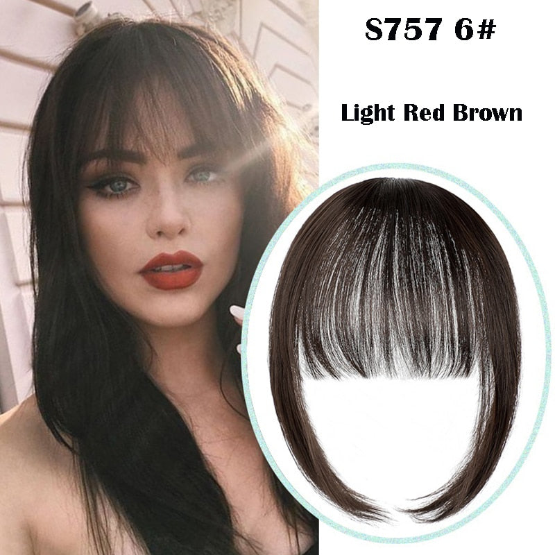 SHANGZI False Bangs Synthetic hair Bangs Hair Extension Fake Fringe Natural hair clip on bangs Light Brown HighTemperature wigs