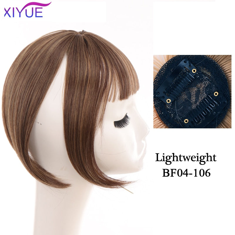 Black/Light Brown Clip In Hair Bangs Hairpiece Accessories Synthetic Fake Bangs Clip In Hair Extensions Clip In Hair Pieces