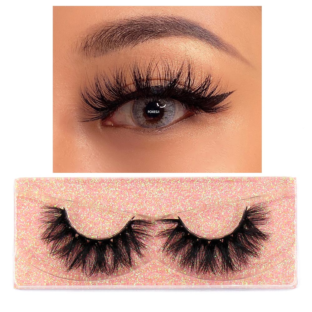 FOXESJI Makeup Eyelashes 3D Mink Lashes Fluffy Soft Wispy Natural Cross Eyelash Extension Reusable Lashes Mink False Eyelashes