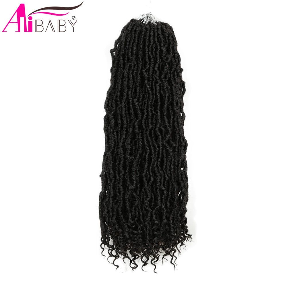 Alibaby Hair Goddess Nu Locs Crochet Hair Natural Curly Dreadlocks Hair Ombre Faux Locs Crochet Braids 20&quot; 21Strands/Pack