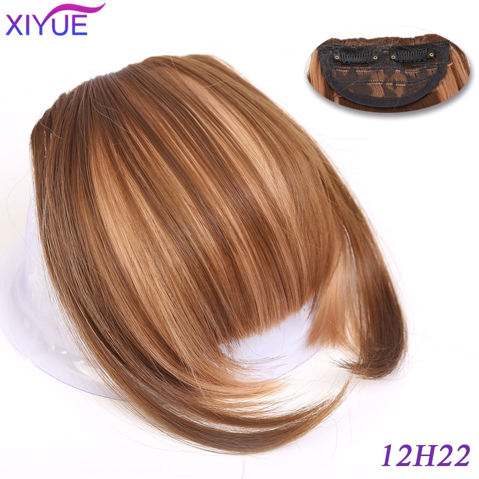 Black/Light Brown Clip In Hair Bangs Hairpiece Accessories Synthetic Fake Bangs Clip In Hair Extensions Clip In Hair Pieces