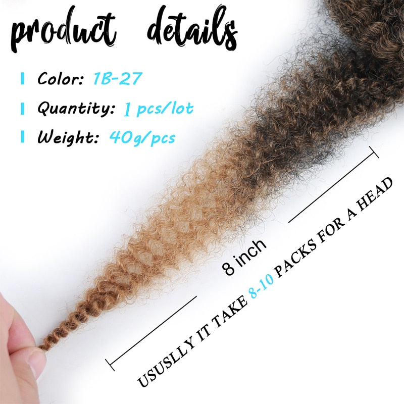 Black Star Afro Kinky Twist Crochet Marley Braiding Hair Marley Kinky Hair 8inch Short Synthetic Hair Extensions for Women