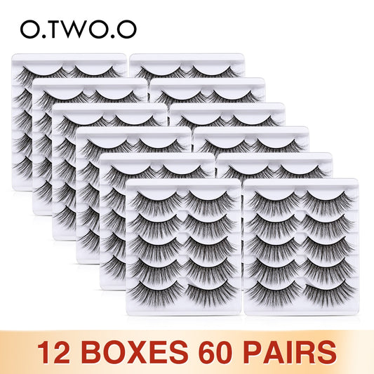 O.TWO.O False Eyelashes Wholesale 12 Lots Thick Volume Long Fake Lashes Eye Makeup Tools Fluffy Mink Eyelashes