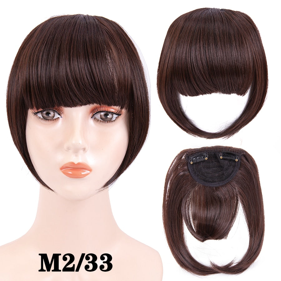 Leeons Short Synthetic Bangs Heat Resistant Hairpieces Hair Women Natural Short Fake Hair Bangs Hair Clips For Extensions Black