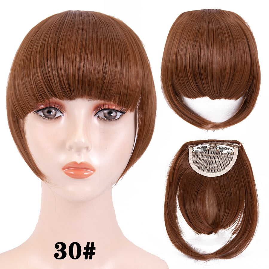 Leeons Short Synthetic Bangs Heat Resistant Hairpieces Hair Women Natural Short Fake Hair Bangs Hair Clips For Extensions Black