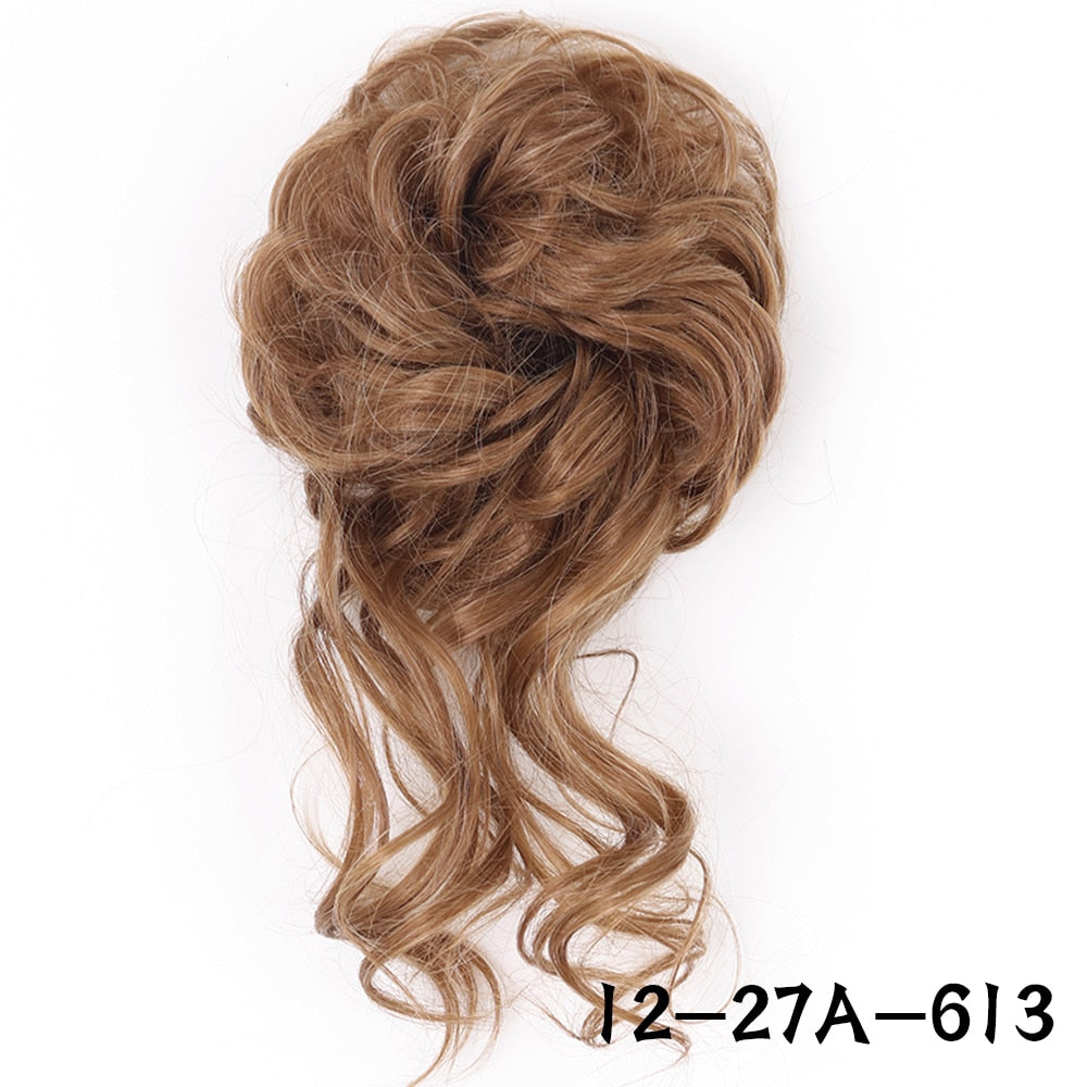 XINRAN Synthetic Curly Donut Chignon With Elastic Band Scrunchies Messy Hair Bun Updo Hairpieces Extensions for Women