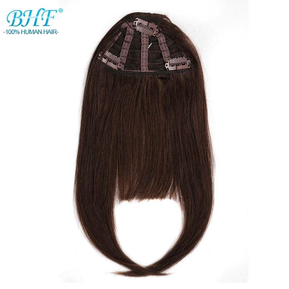 BHF Human Hair Bangs 8inch 20g Front 3 clips in Straight Remy Natural Human Hair Fringe All Colors