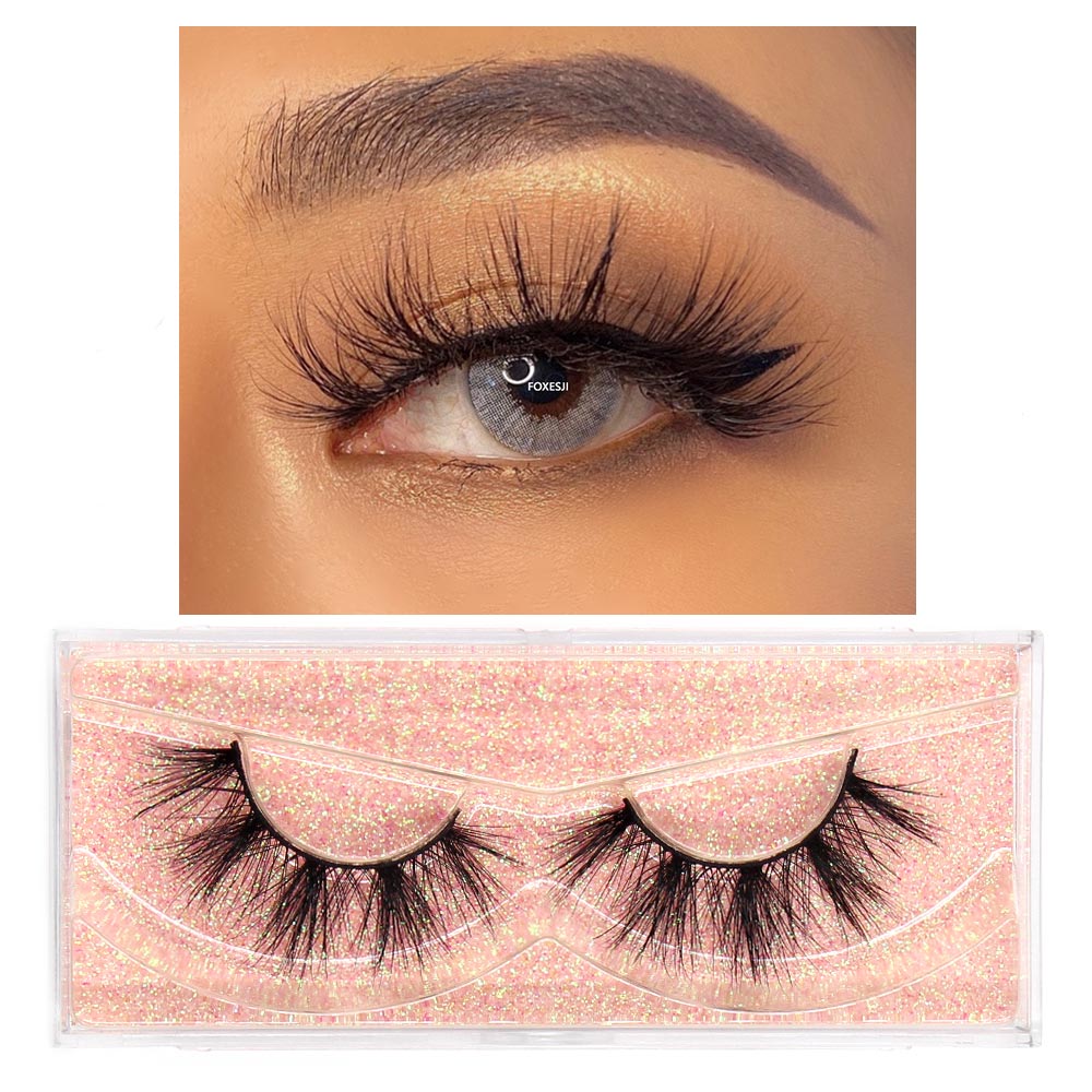 FOXESJI Makeup Eyelashes 3D Mink Lashes Fluffy Soft Wispy Natural Cross Eyelash Extension Reusable Lashes Mink False Eyelashes