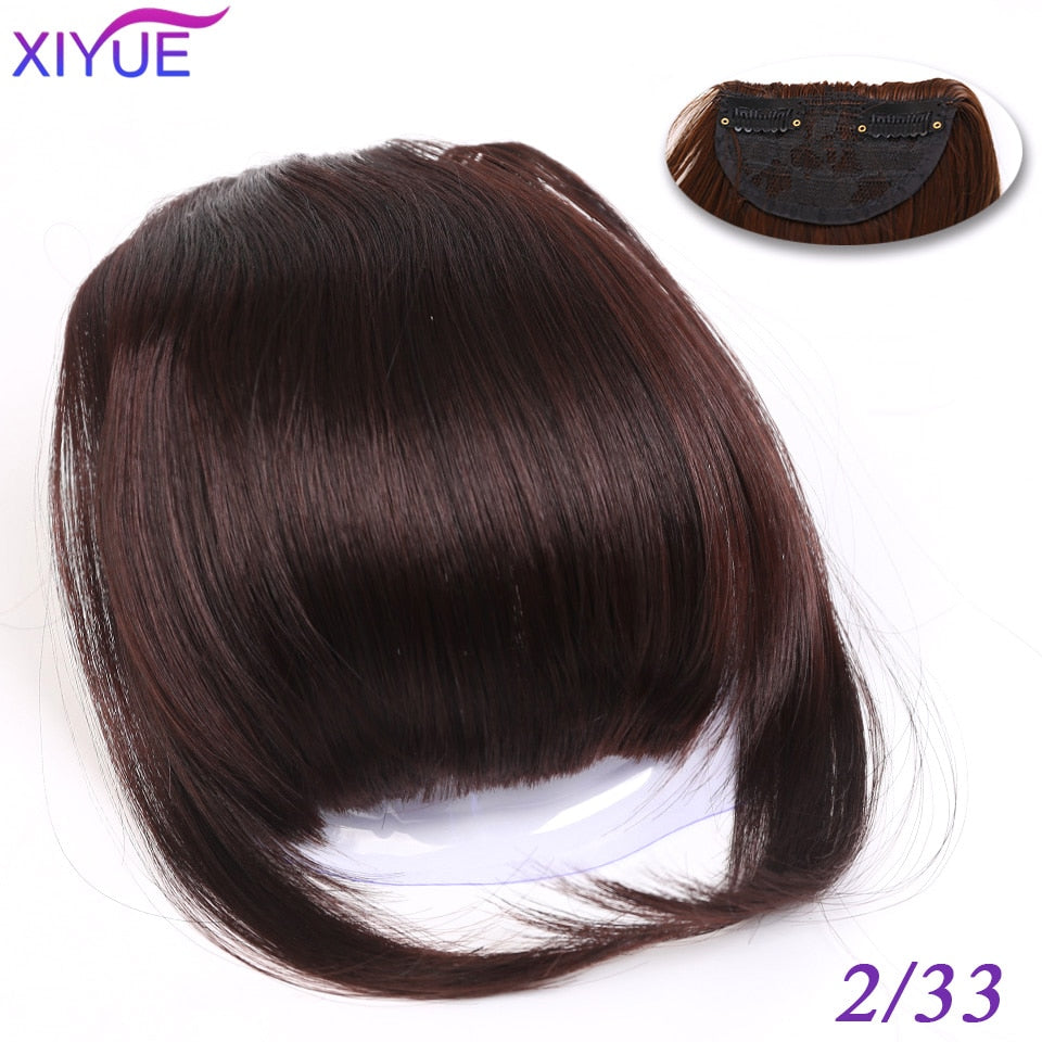 Black/Light Brown Clip In Hair Bangs Hairpiece Accessories Synthetic Fake Bangs Clip In Hair Extensions Clip In Hair Pieces