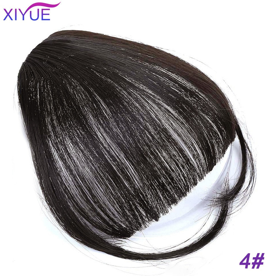 Black/Light Brown Clip In Hair Bangs Hairpiece Accessories Synthetic Fake Bangs Clip In Hair Extensions Clip In Hair Pieces