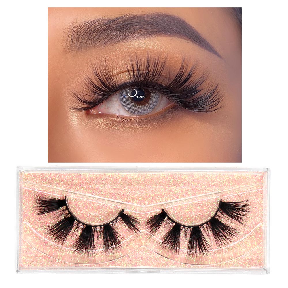 FOXESJI Makeup Eyelashes 3D Mink Lashes Fluffy Soft Wispy Natural Cross Eyelash Extension Reusable Lashes Mink False Eyelashes