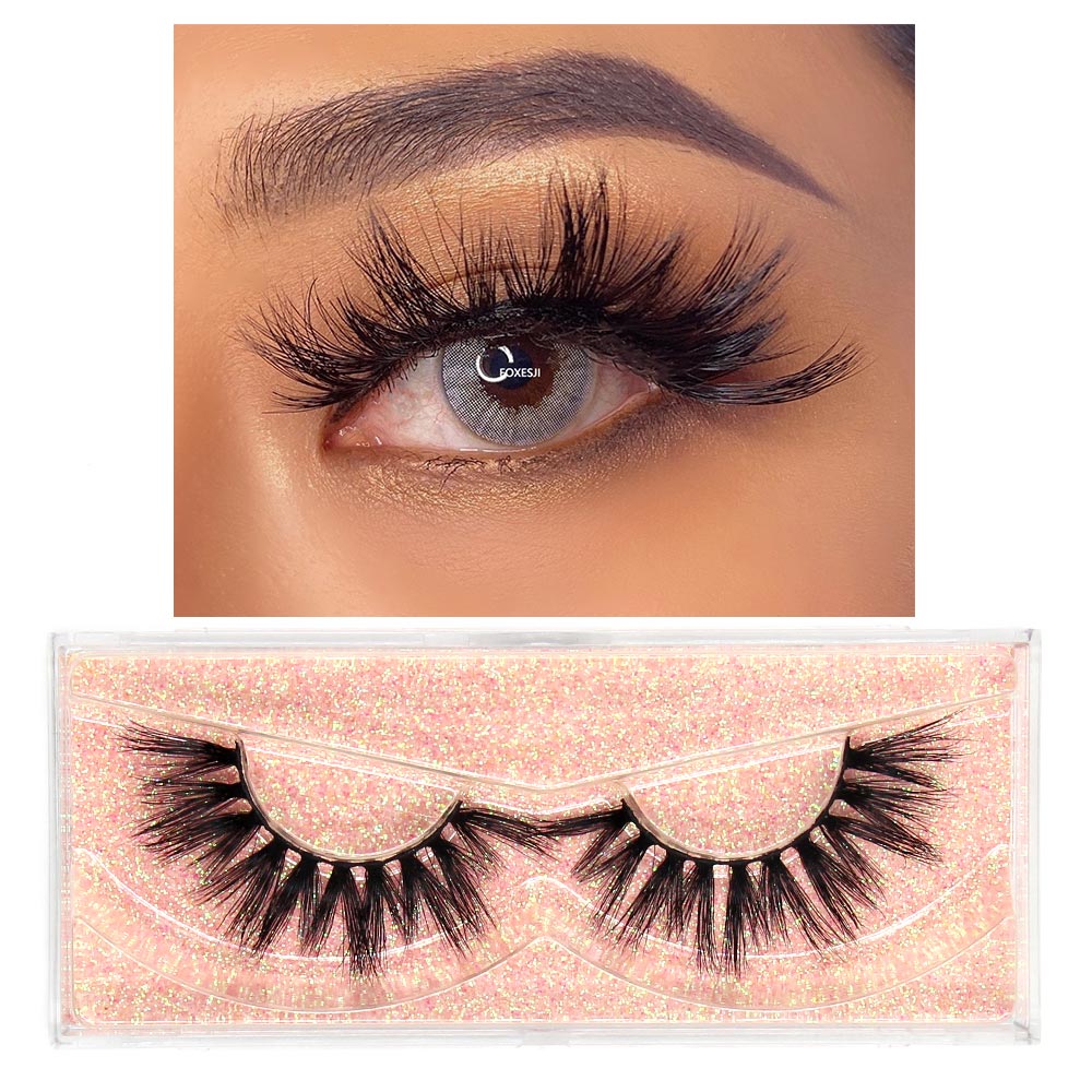 FOXESJI Makeup Eyelashes 3D Mink Lashes Fluffy Soft Wispy Natural Cross Eyelash Extension Reusable Lashes Mink False Eyelashes