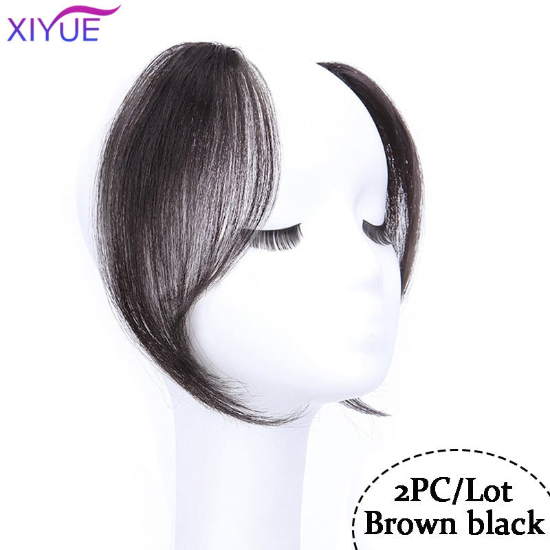 Black/Light Brown Clip In Hair Bangs Hairpiece Accessories Synthetic Fake Bangs Clip In Hair Extensions Clip In Hair Pieces