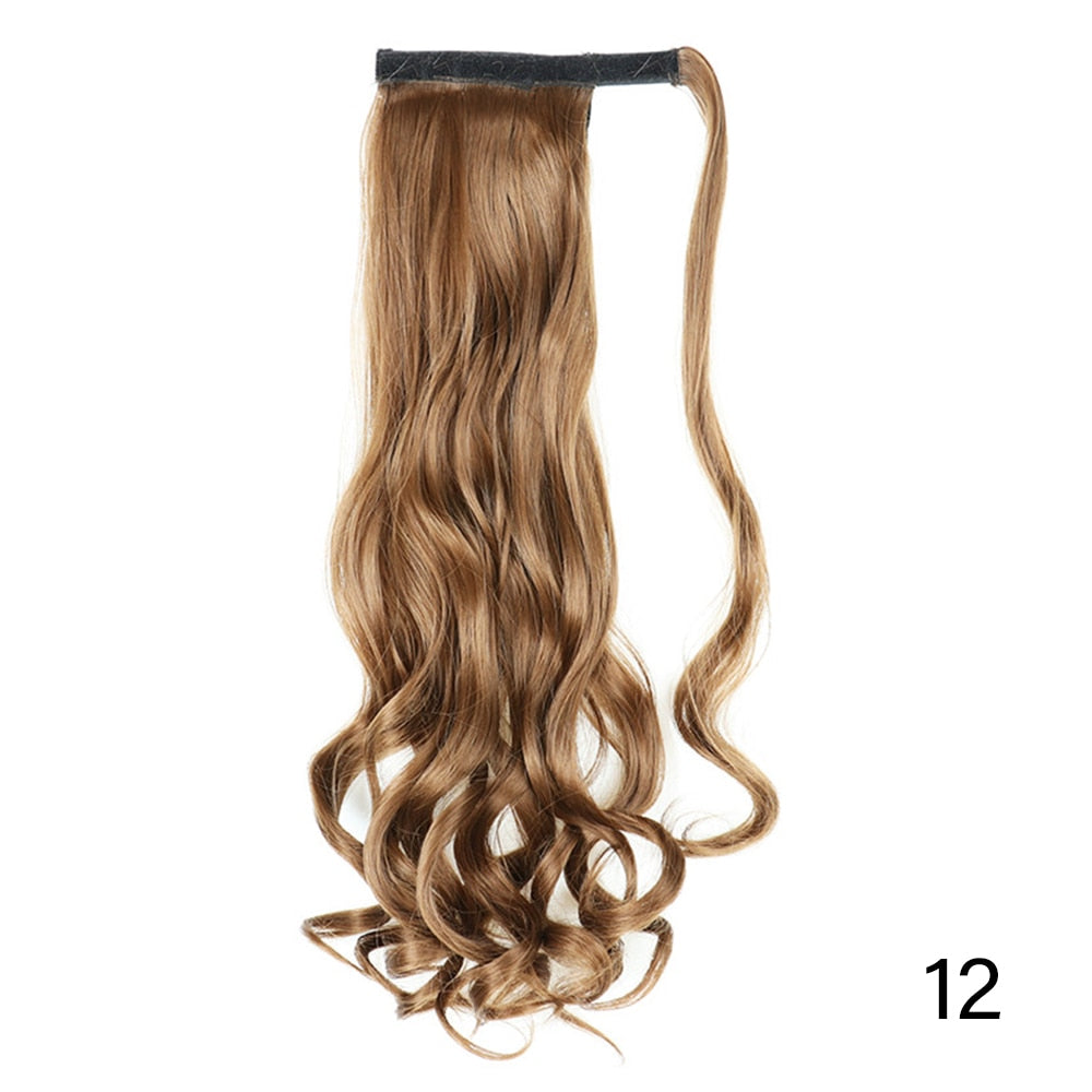 AZIR Long Straight Ponytail Hair Synthetic Extensions Heat Resistant Hair 22Inch Wrap Around Pony Hairpiece for Women