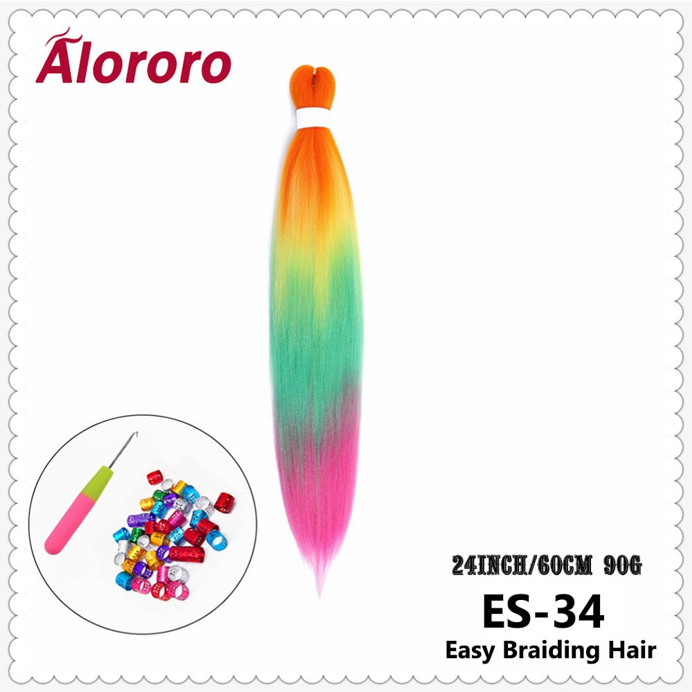 Alororo Synthetic Hair Braids Extensions Braiding Hair Pre Stretched 24 Inches Afro Jumbo Braid Hair Profession Braids