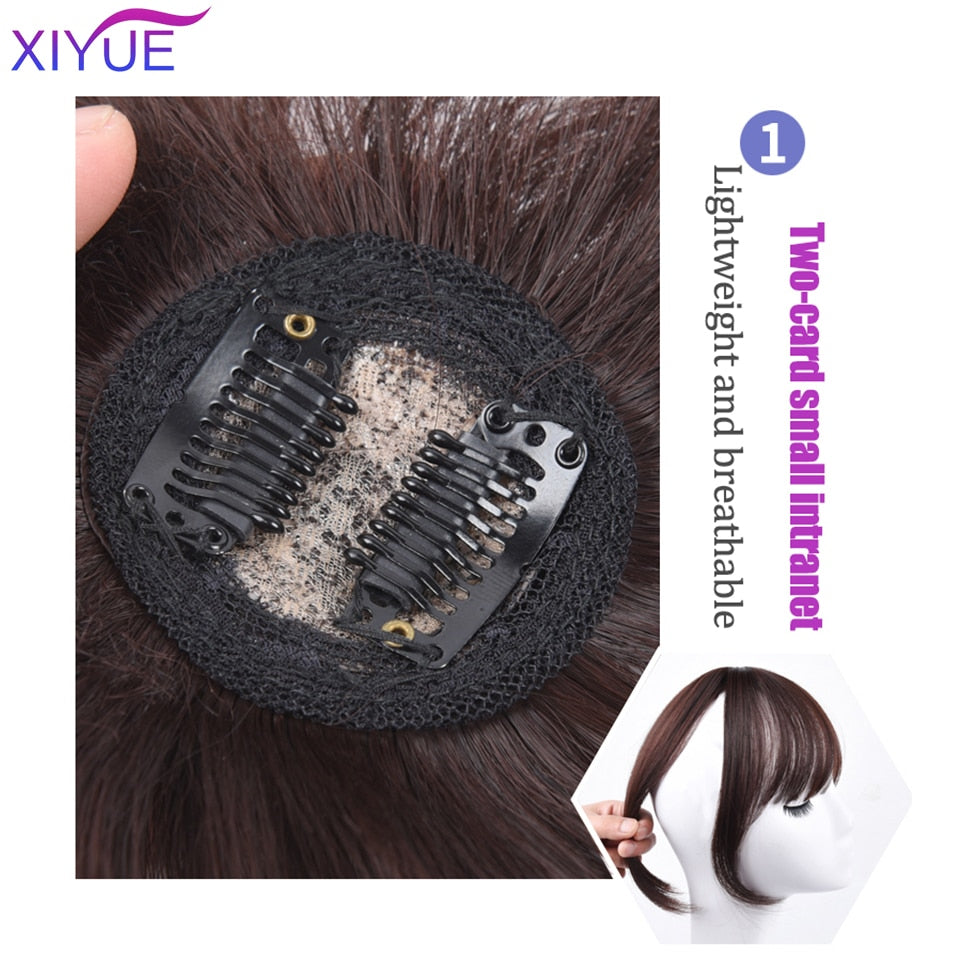 Black/Light Brown Clip In Hair Bangs Hairpiece Accessories Synthetic Fake Bangs Clip In Hair Extensions Clip In Hair Pieces