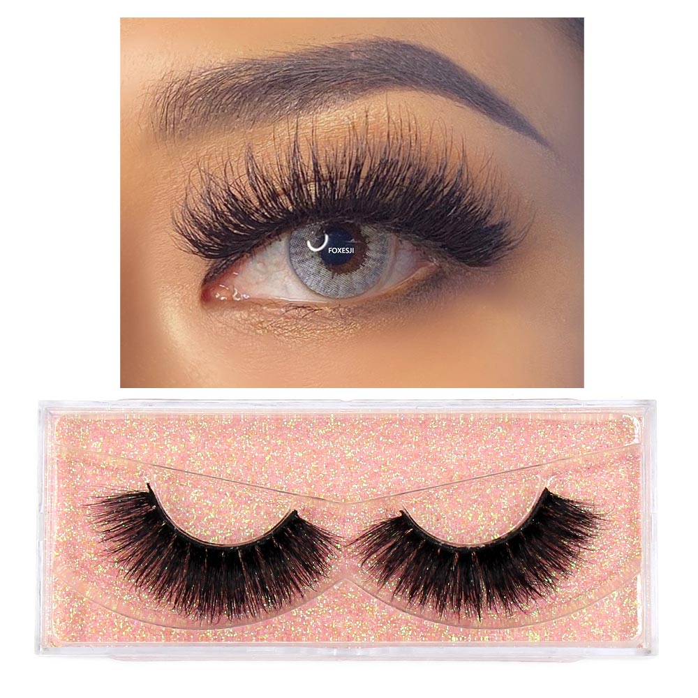 FOXESJI Makeup Eyelashes 3D Mink Lashes Fluffy Soft Wispy Natural Cross Eyelash Extension Reusable Lashes Mink False Eyelashes