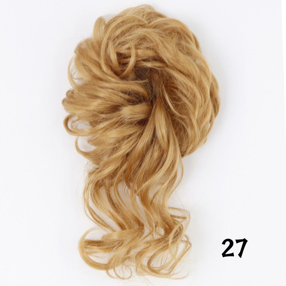 XINRAN Synthetic Curly Donut Chignon With Elastic Band Scrunchies Messy Hair Bun Updo Hairpieces Extensions for Women