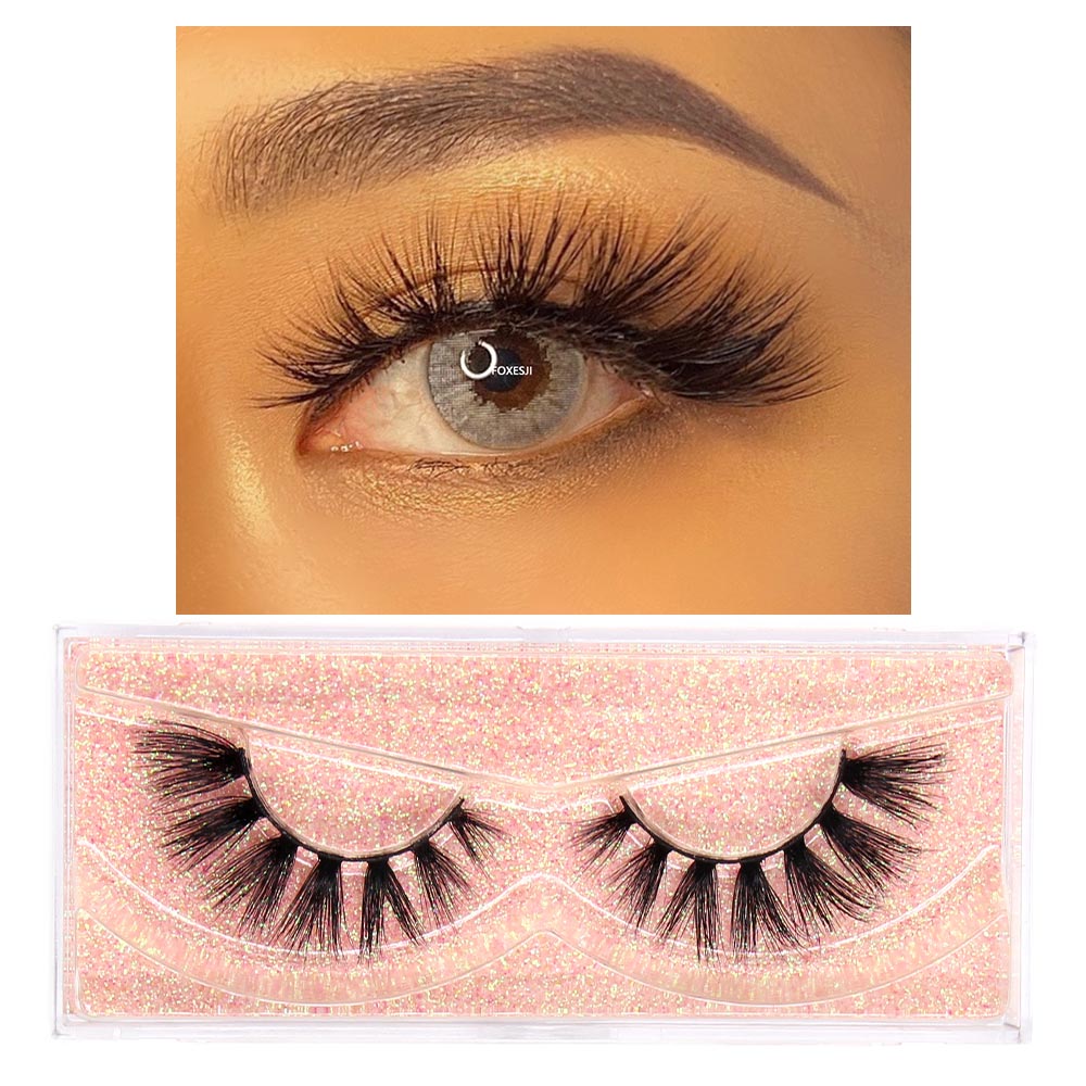 FOXESJI Makeup Eyelashes 3D Mink Lashes Fluffy Soft Wispy Natural Cross Eyelash Extension Reusable Lashes Mink False Eyelashes