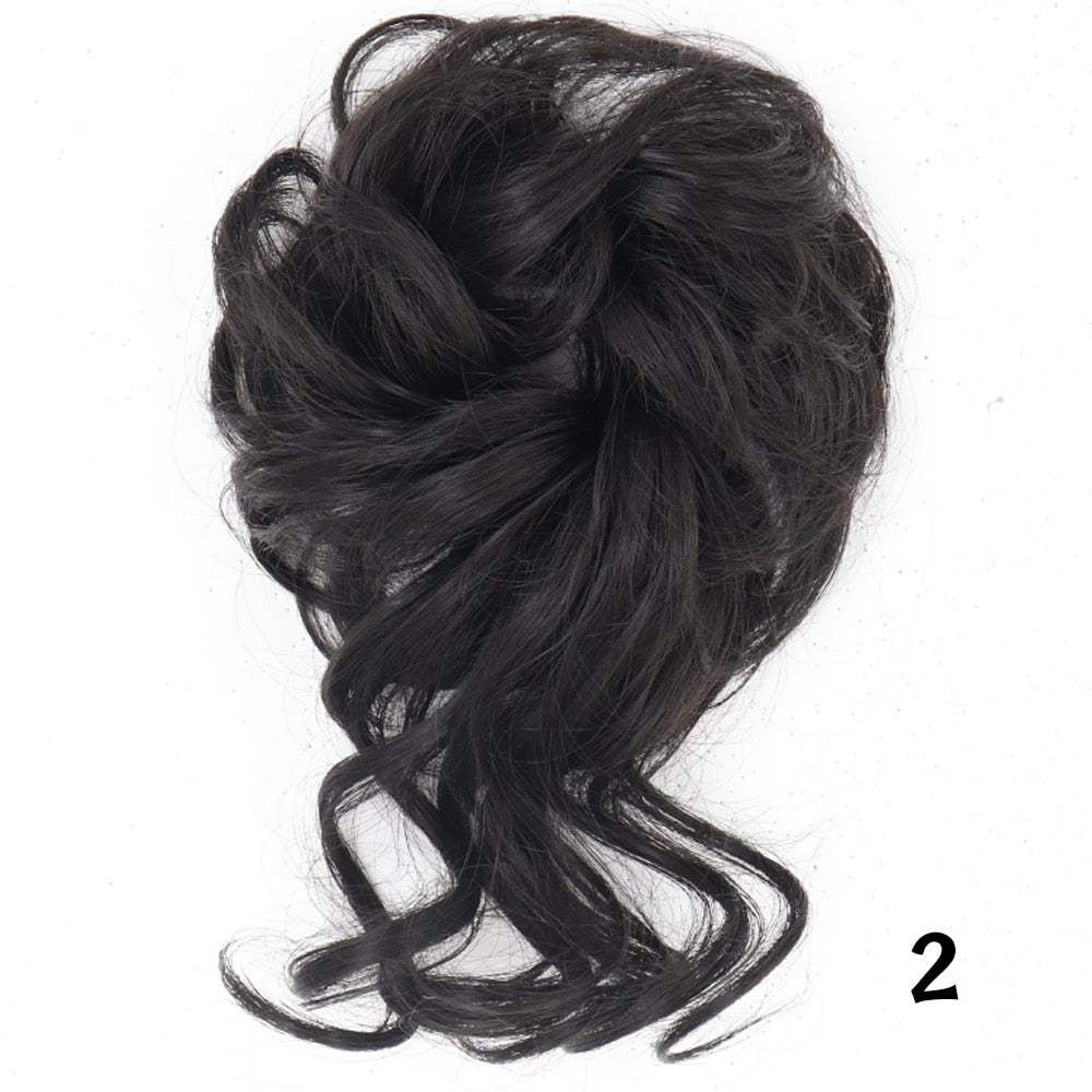 XINRAN Synthetic Curly Donut Chignon With Elastic Band Scrunchies Messy Hair Bun Updo Hairpieces Extensions for Women