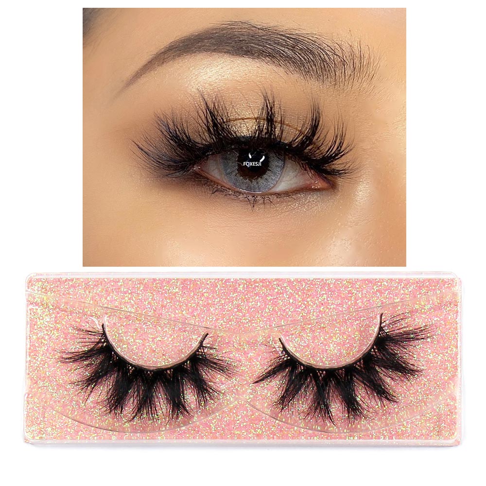 FOXESJI Makeup Eyelashes 3D Mink Lashes Fluffy Soft Wispy Natural Cross Eyelash Extension Reusable Lashes Mink False Eyelashes