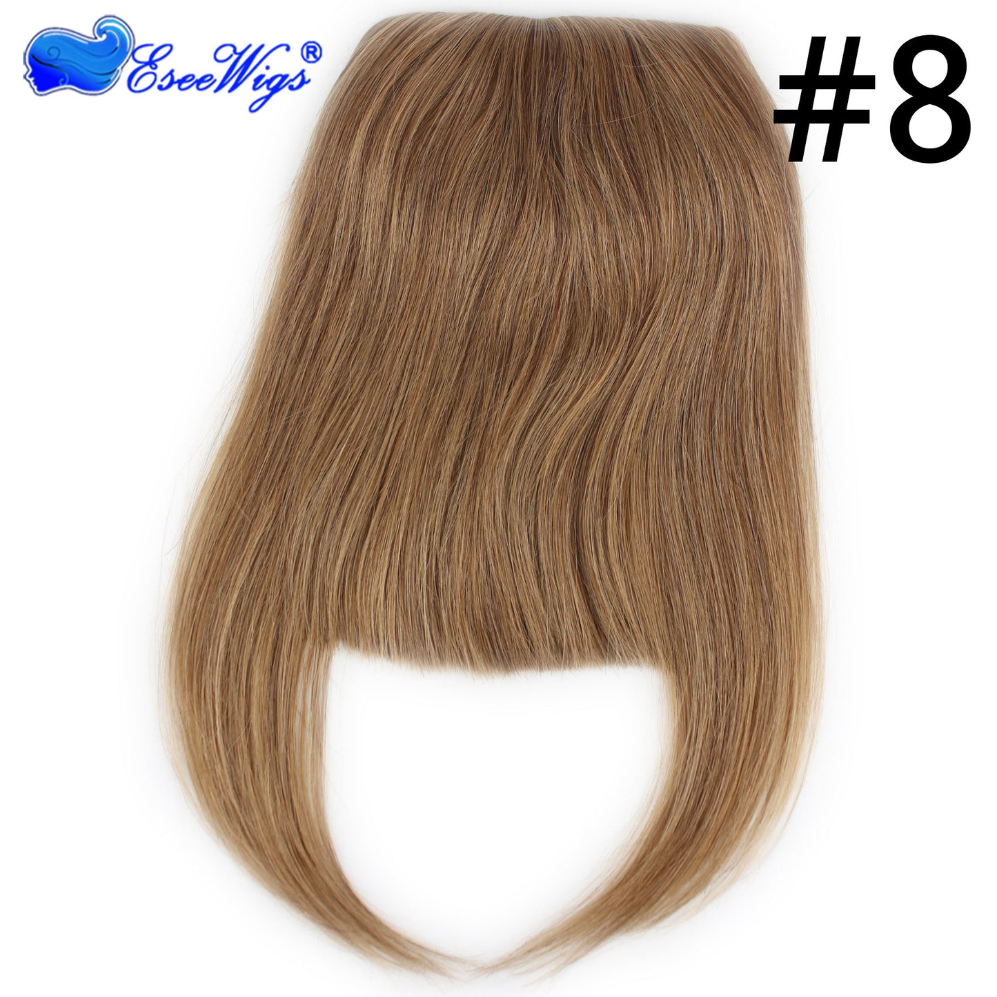 27P613 Blonde Mixed Brown Color Brazilian Human Hair Clip-in Hair Bangs Full Fringe Short Straight Hair Extension for women 6-8&quot;