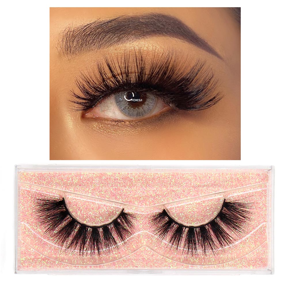 FOXESJI Makeup Eyelashes 3D Mink Lashes Fluffy Soft Wispy Natural Cross Eyelash Extension Reusable Lashes Mink False Eyelashes