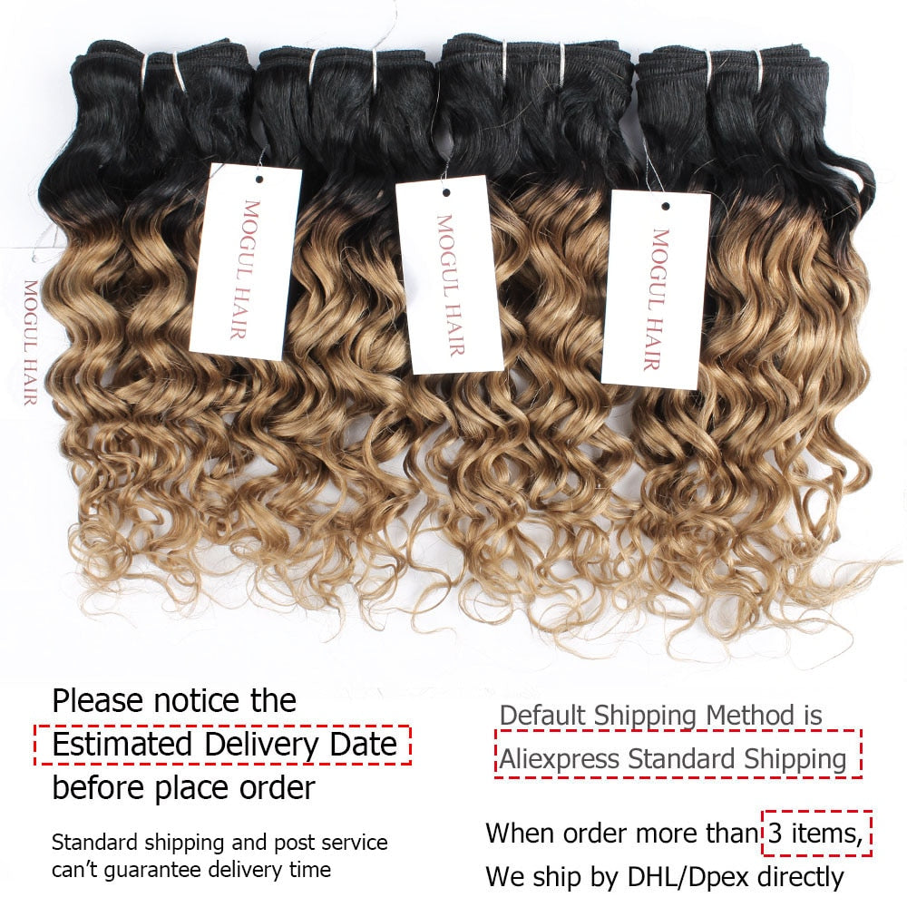 4/6 Bundles 50g/pc T 1B 27 Honey Blonde Ombre Brazilian Water Wave Brown Black Remy Human Hair Short Bob Style MOGUL HAIR