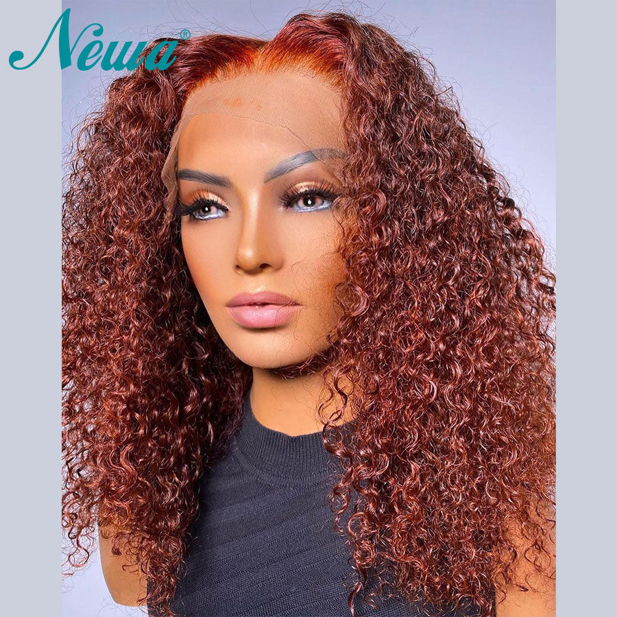 10A Newa Short Bob Wig Ombre Curly Human Hair Wig Pre Plucked 13x6 Brazilian Lace Front Wig Highlight 4x4 Closure Wigs For Women