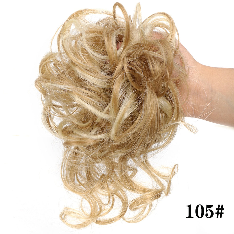 LUPU Synthetic Hair Bun Chignon Messy Curly Hair Band Elastic Scrunchy False Hair Pieces For Women Hairpins Black Brown