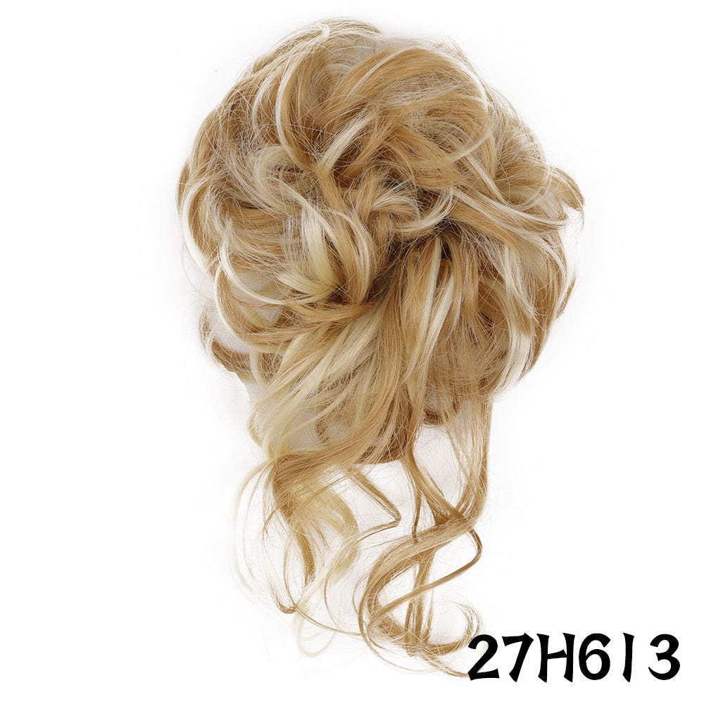 XINRAN Synthetic Curly Donut Chignon With Elastic Band Scrunchies Messy Hair Bun Updo Hairpieces Extensions for Women