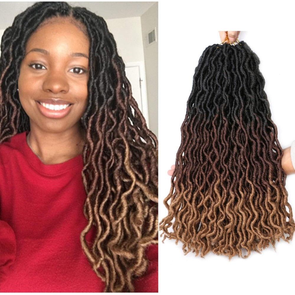 Luxury For Braiding Synthetic Faux Locs Curly Crochet Hair 24Strands Ombre Blond Crochet Braids 20inch 50cm