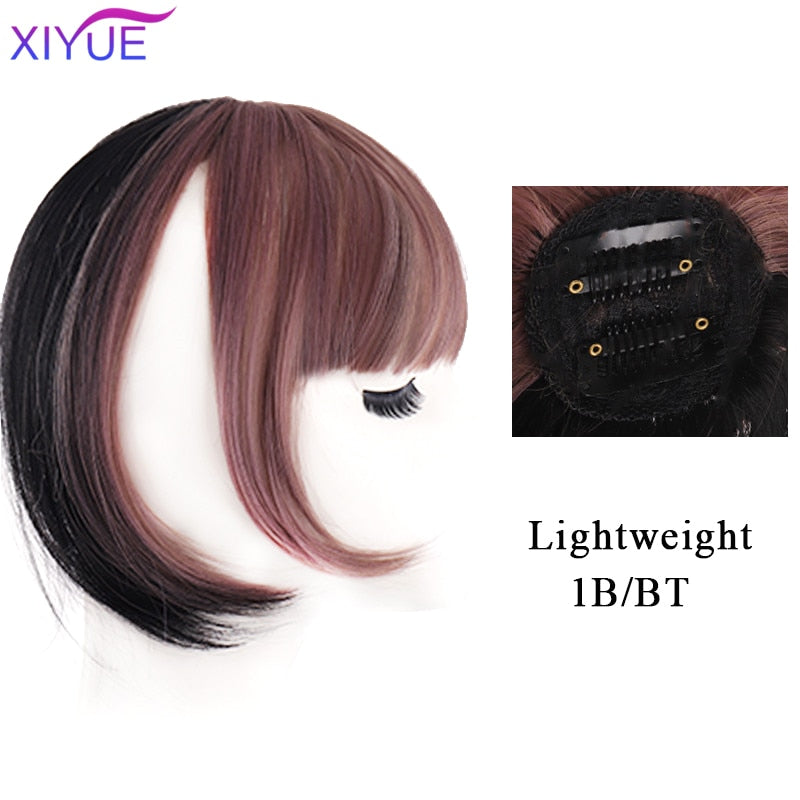 Black/Light Brown Clip In Hair Bangs Hairpiece Accessories Synthetic Fake Bangs Clip In Hair Extensions Clip In Hair Pieces