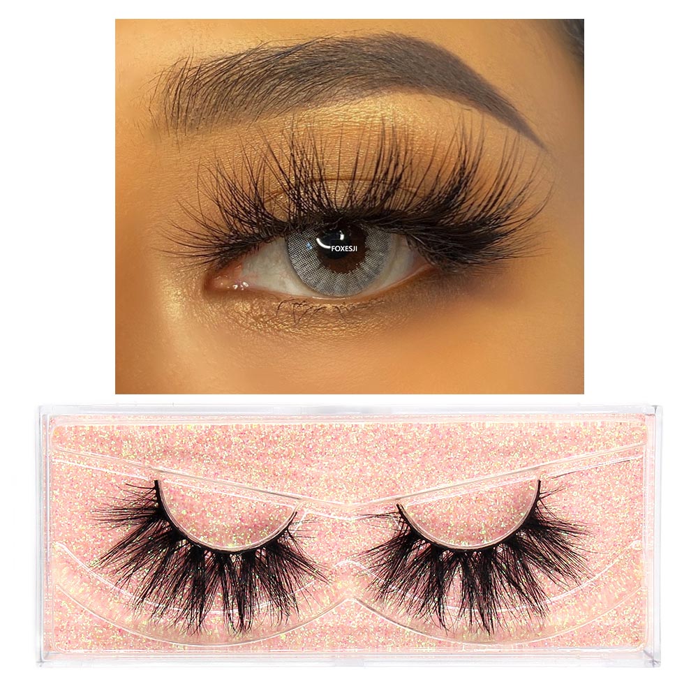 FOXESJI Makeup Eyelashes 3D Mink Lashes Fluffy Soft Wispy Natural Cross Eyelash Extension Reusable Lashes Mink False Eyelashes