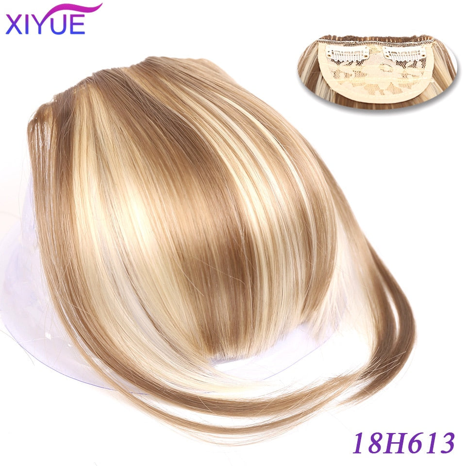 Black/Light Brown Clip In Hair Bangs Hairpiece Accessories Synthetic Fake Bangs Clip In Hair Extensions Clip In Hair Pieces