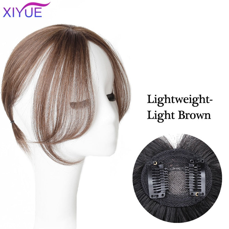 Black/Light Brown Clip In Hair Bangs Hairpiece Accessories Synthetic Fake Bangs Clip In Hair Extensions Clip In Hair Pieces