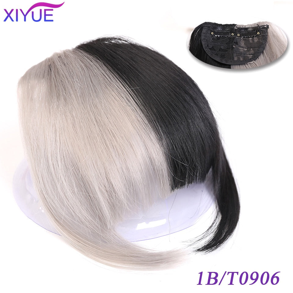 Black/Light Brown Clip In Hair Bangs Hairpiece Accessories Synthetic Fake Bangs Clip In Hair Extensions Clip In Hair Pieces