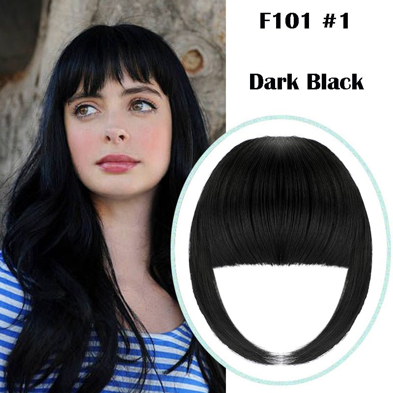 SHANGZI False Bangs Synthetic hair Bangs Hair Extension Fake Fringe Natural hair clip on bangs Light Brown HighTemperature wigs