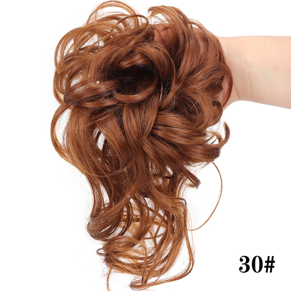 LUPU Synthetic Hair Bun Chignon Messy Curly Hair Band Elastic Scrunchy False Hair Pieces For Women Hairpins Black Brown