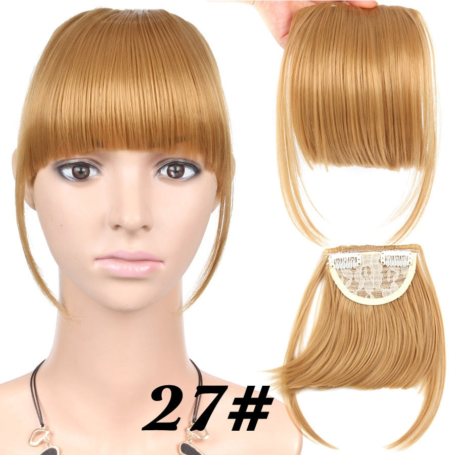 Leeons Short Synthetic Bangs Heat Resistant Hairpieces Hair Women Natural Short Fake Hair Bangs Hair Clips For Extensions Black