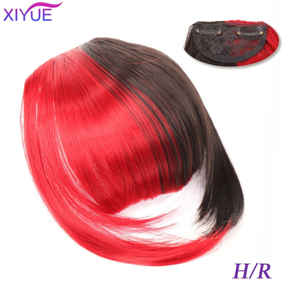 Black/Light Brown Clip In Hair Bangs Hairpiece Accessories Synthetic Fake Bangs Clip In Hair Extensions Clip In Hair Pieces