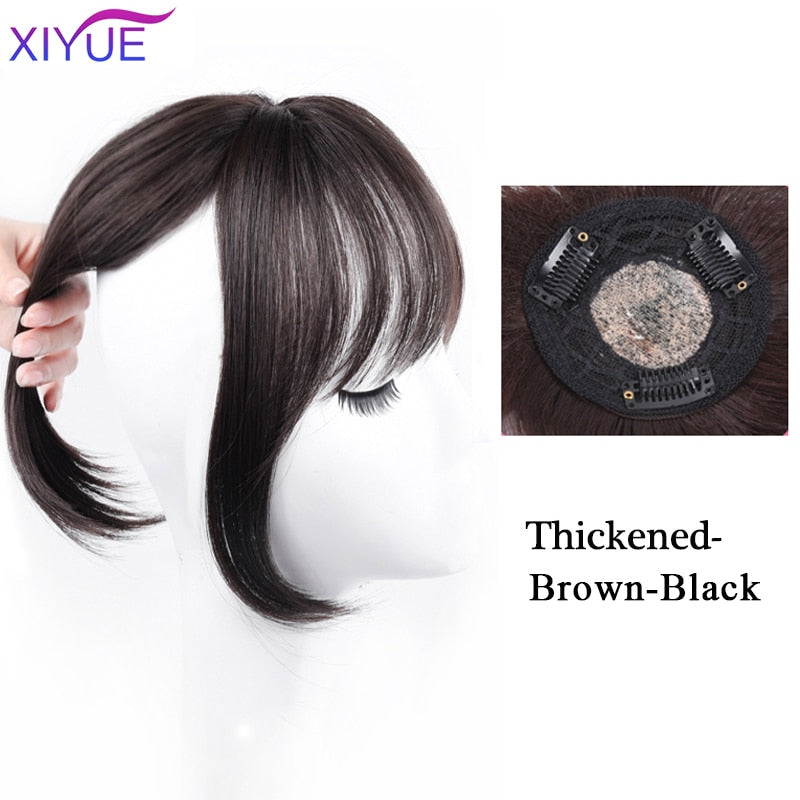 Black/Light Brown Clip In Hair Bangs Hairpiece Accessories Synthetic Fake Bangs Clip In Hair Extensions Clip In Hair Pieces