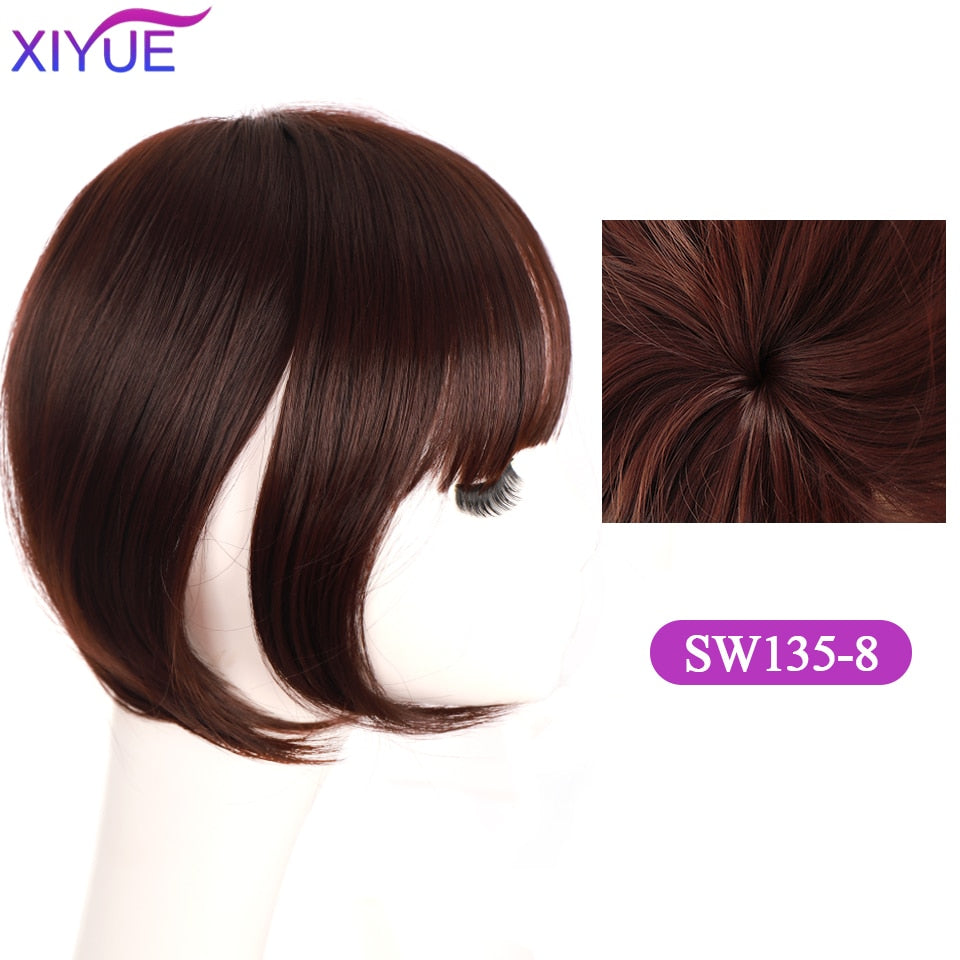 Black/Light Brown Clip In Hair Bangs Hairpiece Accessories Synthetic Fake Bangs Clip In Hair Extensions Clip In Hair Pieces