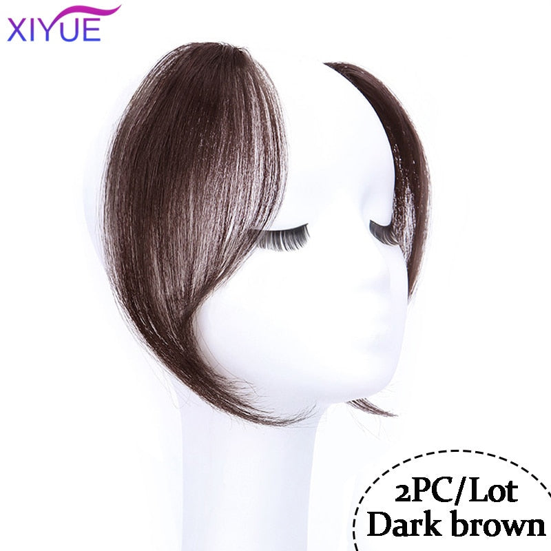 Black/Light Brown Clip In Hair Bangs Hairpiece Accessories Synthetic Fake Bangs Clip In Hair Extensions Clip In Hair Pieces