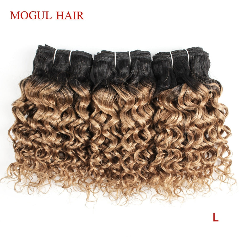 4/6 Bundles 50g/pc T 1B 27 Honey Blonde Ombre Brazilian Water Wave Brown Black Remy Human Hair Short Bob Style MOGUL HAIR