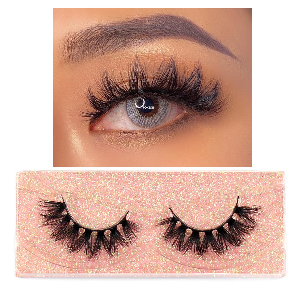 FOXESJI Makeup Eyelashes 3D Mink Lashes Fluffy Soft Wispy Natural Cross Eyelash Extension Reusable Lashes Mink False Eyelashes